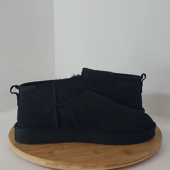UGG Classic Ultra Mini Boot Black Suede Wool Ankle Shoe Men's US 9 New - Picture 5 of 13